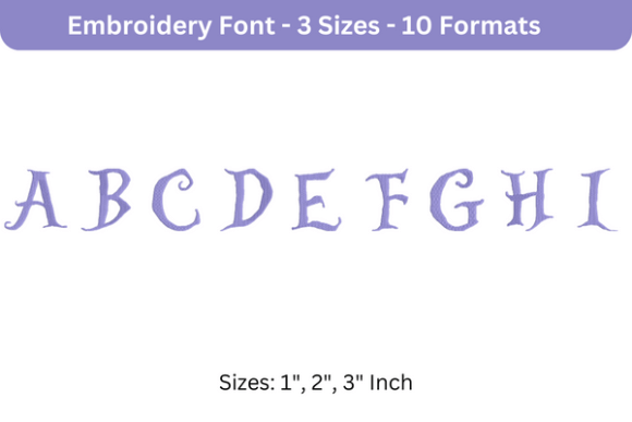 Alice Font Uppercase a to I for Holiday Embroidery