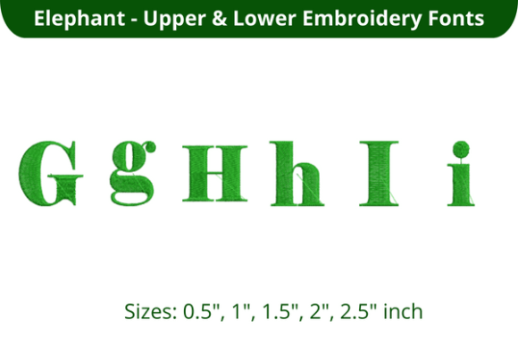 Elephant Font GHI for Holiday Embroidery