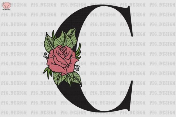 Flower Rose Font C: A Delicate Embroidery Design for Meaningful Gifts